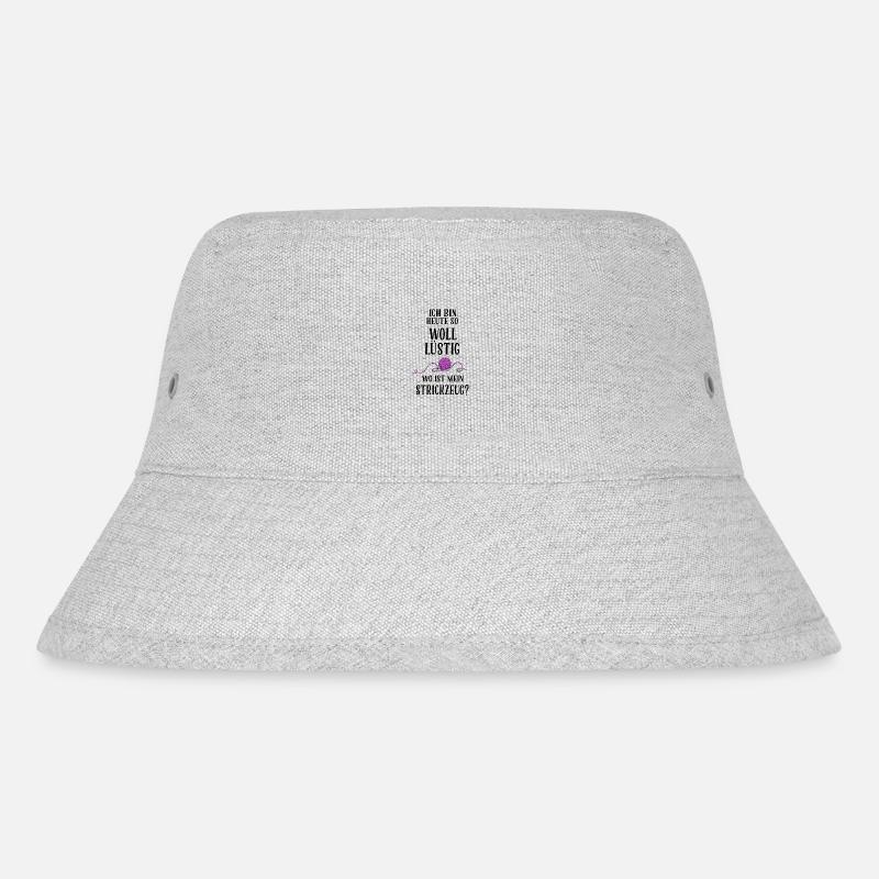 Wollüstig Strickzeug - Stanley/Stella recycelter Bucket Hat - Grau meliert