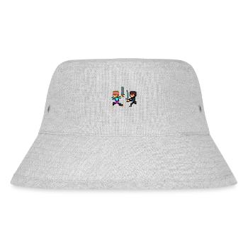 PixelArt Ninja fight - Stanley/Stella Recycled Bucket Hat - heather grey - Front