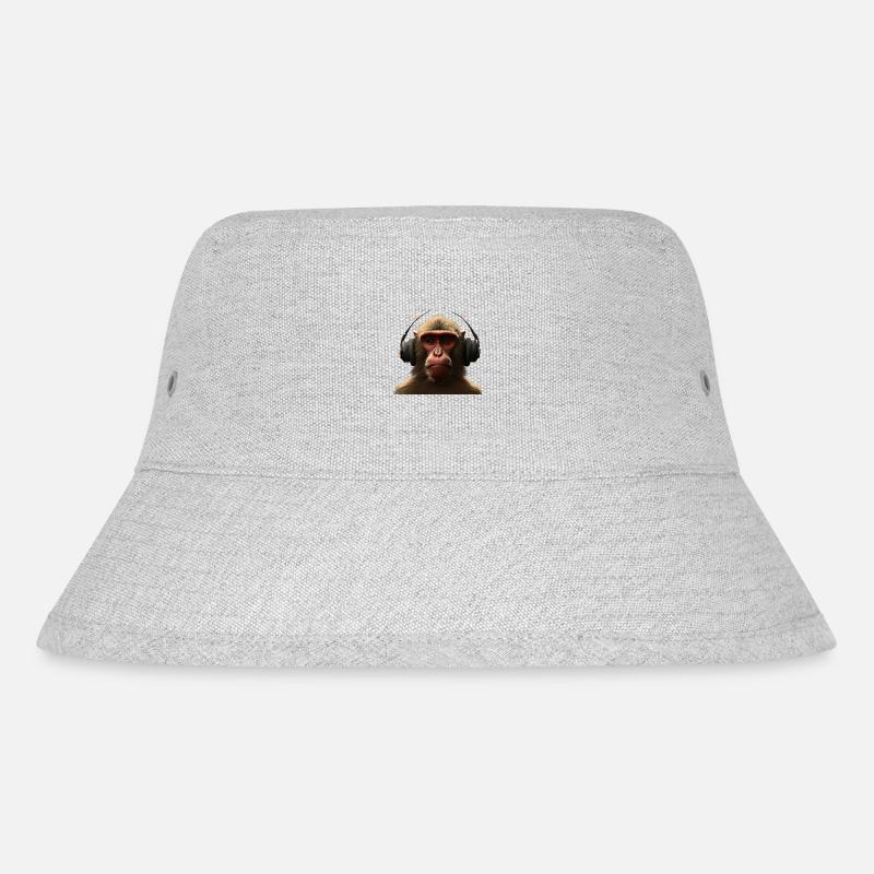 Monkey Headphone T-shirt - Stanley/Stella Recycled Bucket Hat - heather grey