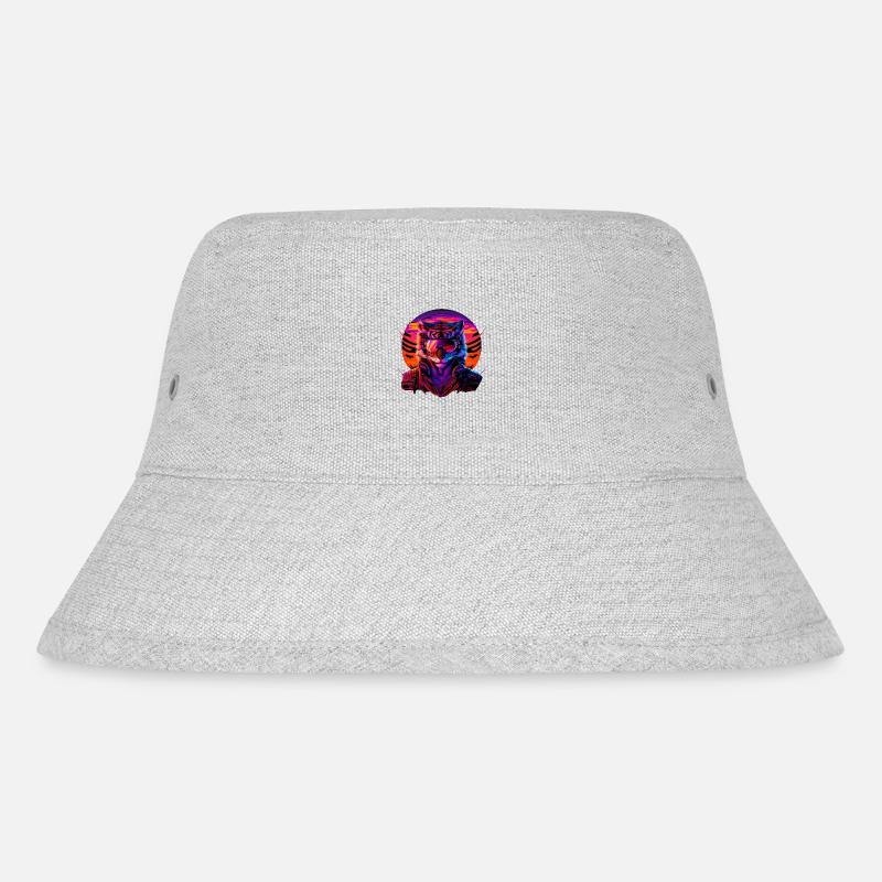 Retro Emblems - Animal - Pilot Tiger - Stanley/Stella recycelter Bucket Hat - Grau meliert