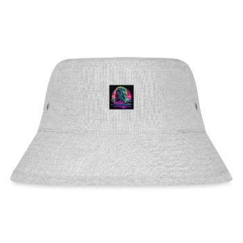 Löwe mit Neonfarben, Synthwave / 80er Jahre - Stanley/Stella recycelter Bucket Hat - Grau meliert - Vorne