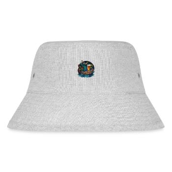 Pfau im Boot mit Bierglas - Stanley/Stella recycelter Bucket Hat - Grau meliert - Vorne
