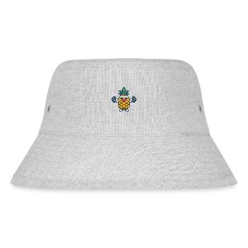 Sportliche Ananas mit Hanteln - Stanley/Stella recycelter Bucket Hat - Grau meliert - Vorne