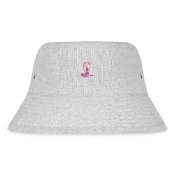 HEXE - SCHWEIN - HEXENBESEN - TIER - KIND - BABY - Stanley/Stella recycelter Bucket Hat - Grau meliert - Vorne