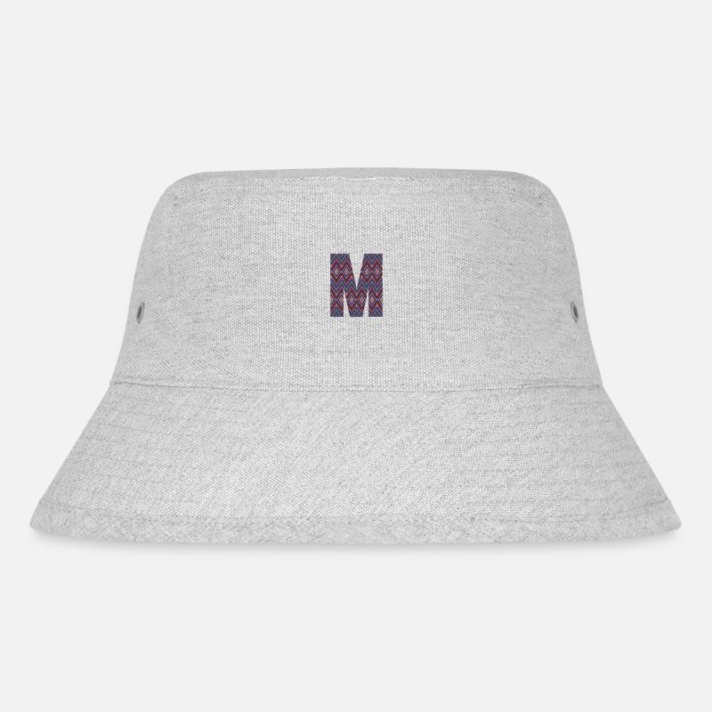 Monogramm Buchstabe M - geometrisches Muster - Stanley/Stella recycelter Bucket Hat - Grau meliert