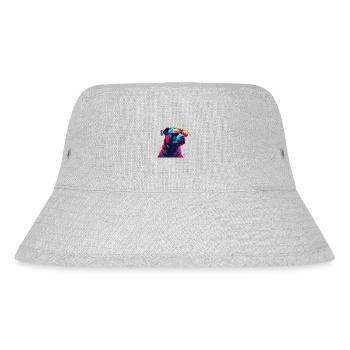 Retro Woof A Dog s Synthwave Adventure - Stanley/Stella Recycled Bucket Hat - heather grey - Front