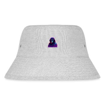 Synthwave-Neon-Beats eines Gorillas - Stanley/Stella recycelter Bucket Hat - Grau meliert - Vorne