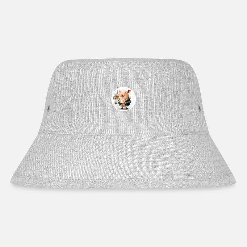 Piggy drinks punch - Stanley/Stella Recycled Bucket Hat - heather grey