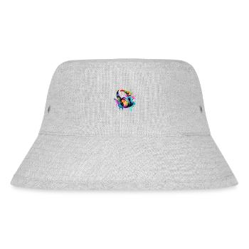 Headphones, Singers, Vocals, Musicians, Gamers, Listen to Music - Stanley/Stella Recycled Bucket Hat - heather grey - Front