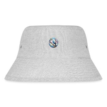 Blue bird on a cherry blossom branch - Stanley/Stella Recycled Bucket Hat - heather grey - Front