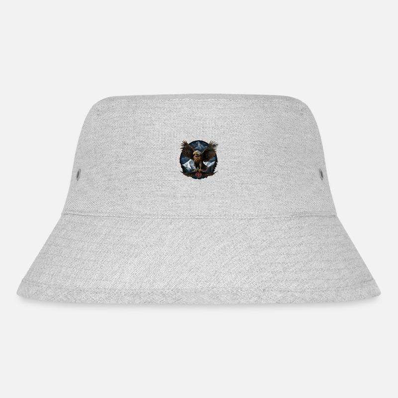 Weißkopfseeadler Design mit Berge - Stanley/Stella recycelter Bucket Hat - Grau meliert
