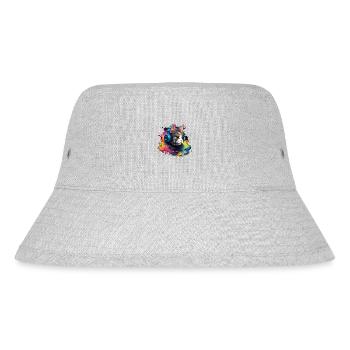 Cats Design Cool Cat with Headphones Vintage - Stanley/Stella Recycled Bucket Hat - heather grey - Front