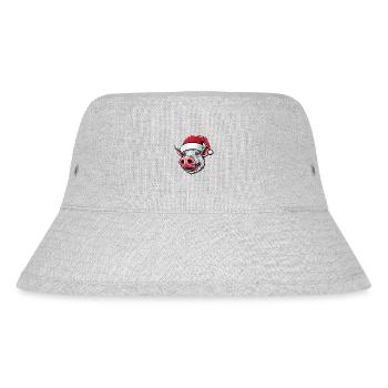 Pig Head Sow Christmas Portrait - Stanley/Stella Recycled Bucket Hat - heather grey - Front
