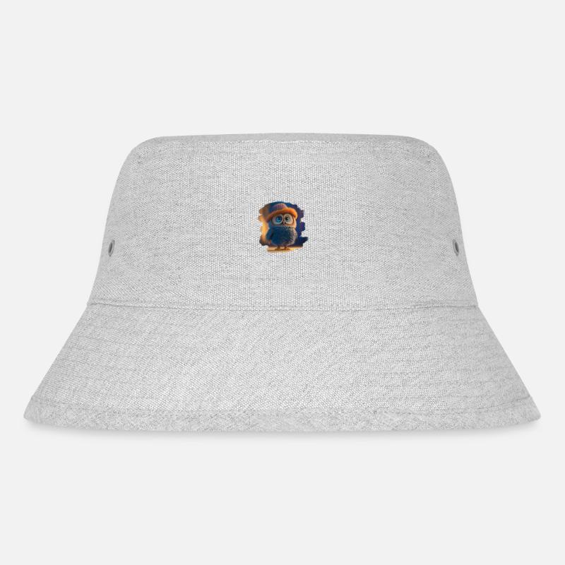 Owl with Stylish Hat - Stanley/Stella Recycled Bucket Hat - heather grey