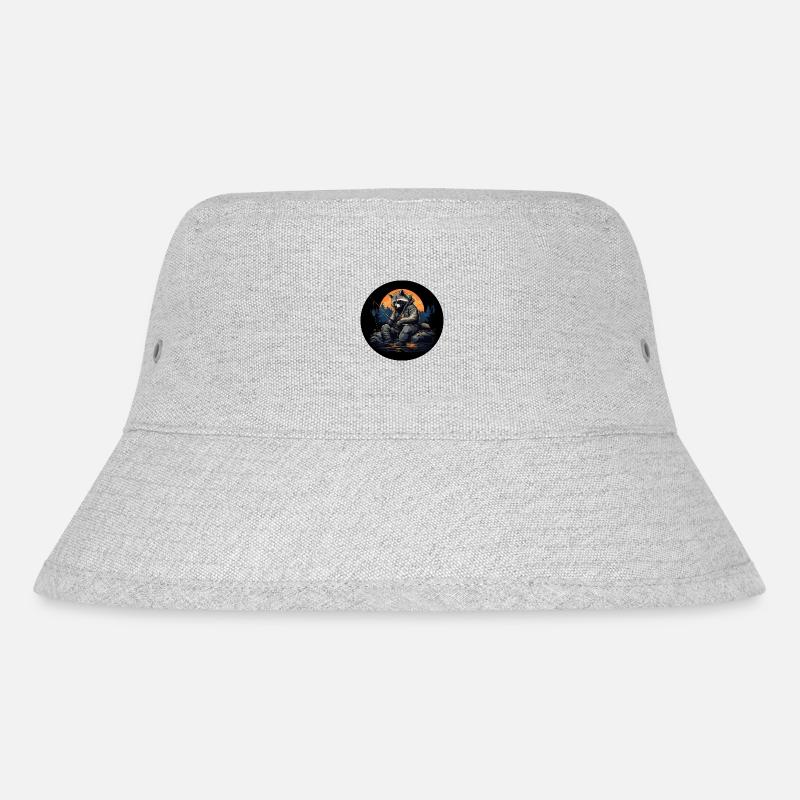 Waschbär auf ein Angel Abenteuer - Stanley/Stella recycelter Bucket Hat - Grau meliert