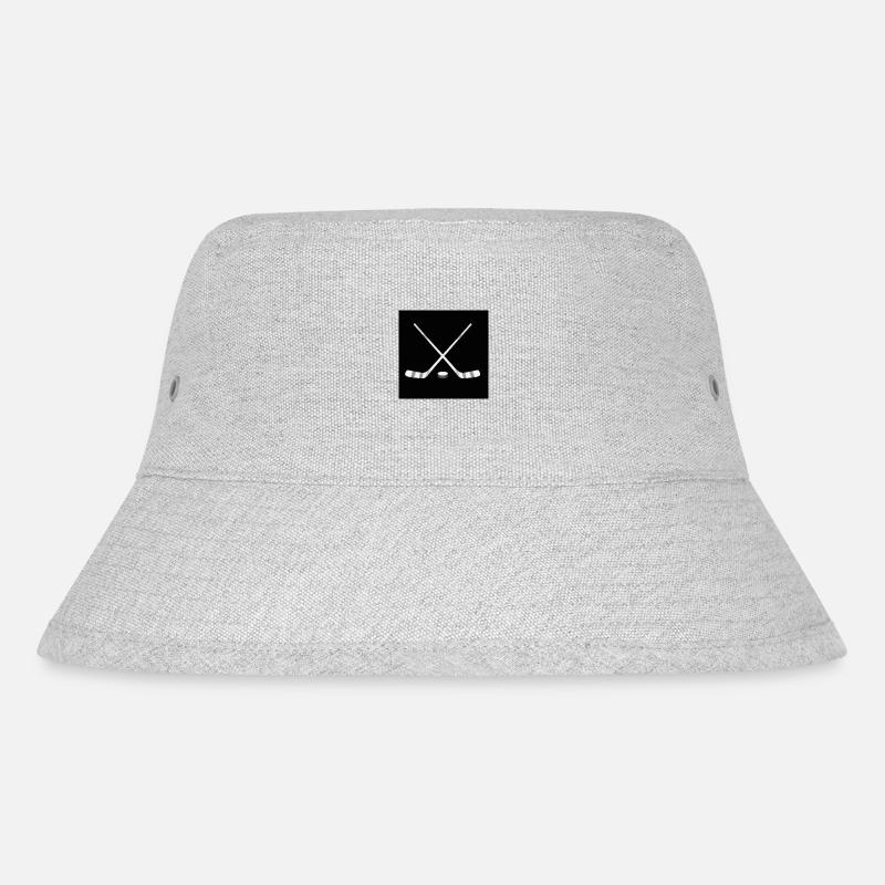 Hockeyschläger mit Puck - Stanley/Stella recycelter Bucket Hat - Grau meliert