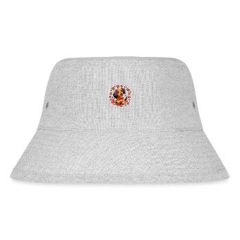 Dackel mit Fliege Herzen - Stanley/Stella recycelter Bucket Hat - Grau meliert - Vorne