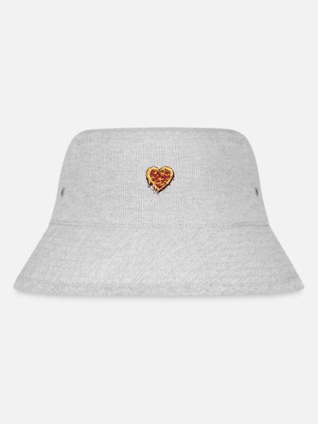 Pizza Love Herz Essen Italien Urlaub Salami Food - Stanley/Stella recycelter Bucket Hat - Grau meliert