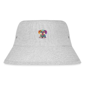 Regenbogen Niedlicher Hund mit Brille Herz Welpe Lov - Stanley/Stella recycelter Bucket Hat - Grau meliert - Vorne