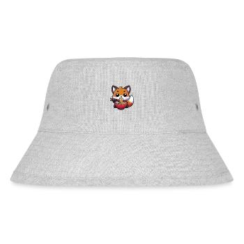 Niedlicher Kawaii-Fuchs isst Ramen - Stanley/Stella recycelter Bucket Hat - Grau meliert - Vorne