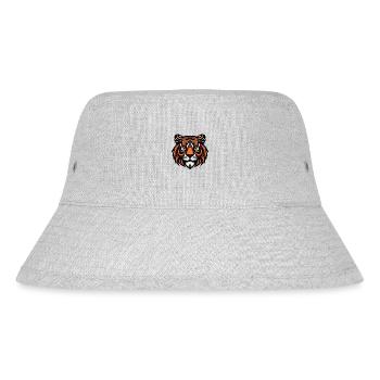 A fierce tiger mascot bares its powerful fangs. Or - Stanley/Stella Recycled Bucket Hat - heather grey - Front