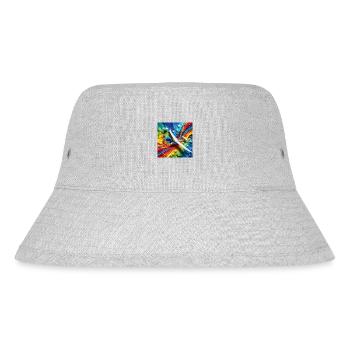 Modellflugzeug auf buntem Hintergrund - Stanley/Stella recycelter Bucket Hat - Grau meliert - Vorne