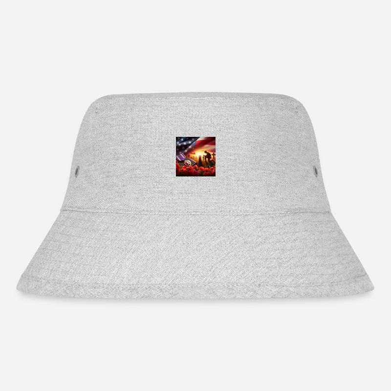 USA Veteranentag - Stanley/Stella recycelter Bucket Hat - Grau meliert
