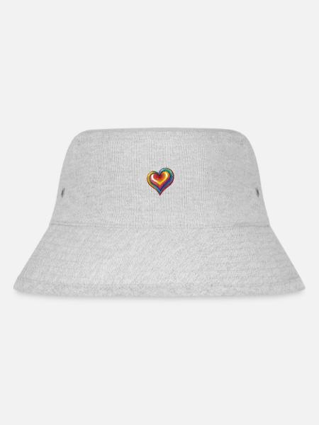 Regenbogen Herz - Stanley/Stella recycelter Bucket Hat - Grau meliert