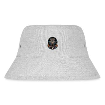 Decorative Owl with Skull and Rose Petals - Stanley/Stella Recycled Bucket Hat - heather grey - Front