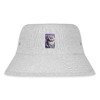 Niedliche Katze auf Blumenwiese - Stanley/Stella recycelter Bucket Hat - Grau meliert - Vorne