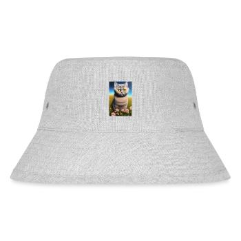 Niedliche Katze im Blumenfeld - Stanley/Stella recycelter Bucket Hat - Grau meliert - Vorne