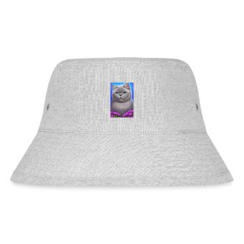 Niedliche Katze im Blumenfeld - Stanley/Stella recycelter Bucket Hat - Grau meliert - Vorne
