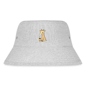 Cute giraffe drinking a bottle of beer - Stanley/Stella Recycled Bucket Hat - heather grey - Front
