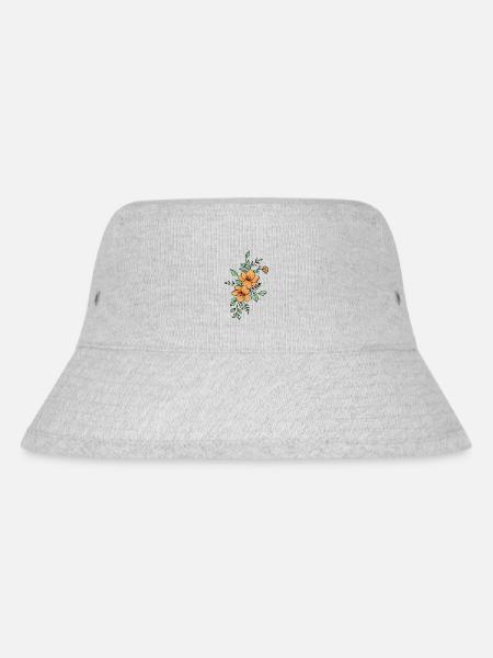Orangefarbene und schwarze Blume - Stanley/Stella recycelter Bucket Hat - Grau meliert