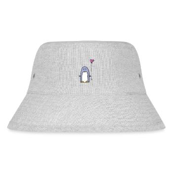 Pinguin mit Herzballon - Stanley/Stella recycelter Bucket Hat - Grau meliert - Vorne