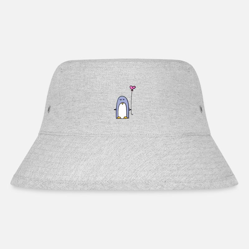Pinguin mit Herzballon - Stanley/Stella recycelter Bucket Hat - Grau meliert
