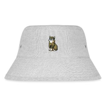 Military Camouflage Cat - Stanley/Stella Recycled Bucket Hat - heather grey - Front