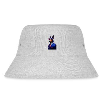 Cooler Dobermann lustig Hund in Anzug mit Krawatte - Stanley/Stella recycelter Bucket Hat - Grau meliert - Vorne