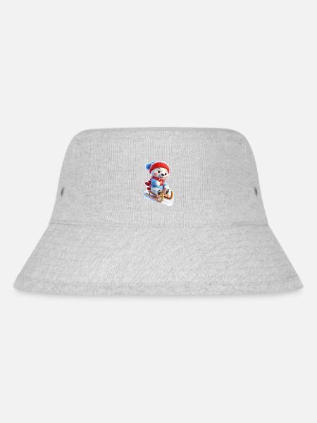 Winterbär auf Schlitten - Stanley/Stella recycelter Bucket Hat - Grau meliert