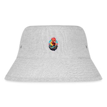 Cooler Hahn im Vintage Style - Stanley/Stella recycelter Bucket Hat - Grau meliert - Vorne