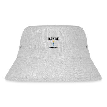 Blow Me It's My Birthday - Stanley/Stella recycelter Bucket Hat - Grau meliert - Vorne