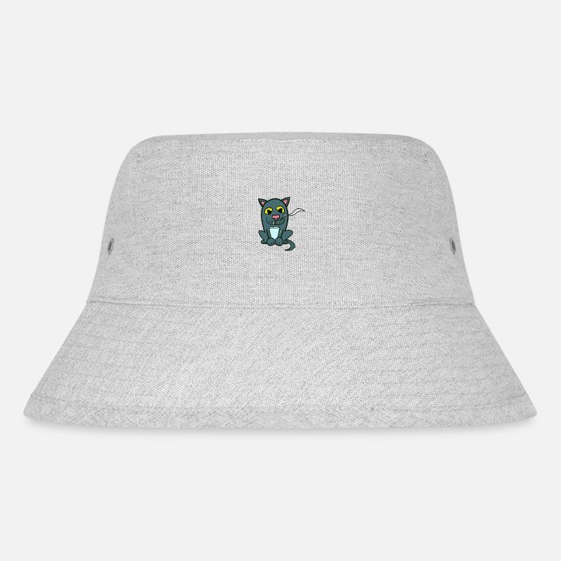 Kaffee und Katze - Stanley/Stella recycelter Bucket Hat - Grau meliert
