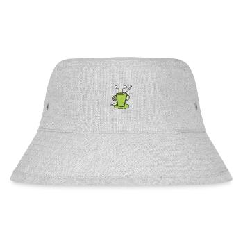 Kaffeetasse und Schnecke - Stanley/Stella recycelter Bucket Hat - Grau meliert - Vorne