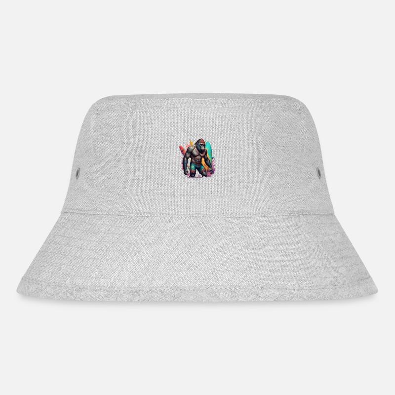 Surfing Gorilla - Stanley/Stella recycelter Bucket Hat - Grau meliert