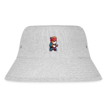 Karate Hamster Kämpfer Pixel Art - Stanley/Stella recycelter Bucket Hat - Grau meliert - Vorne