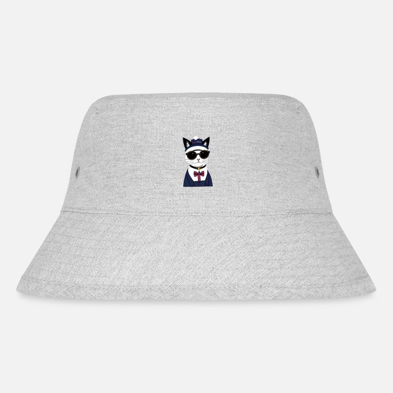 Coole Katze mit Brille - Stanley/Stella recycelter Bucket Hat - Grau meliert