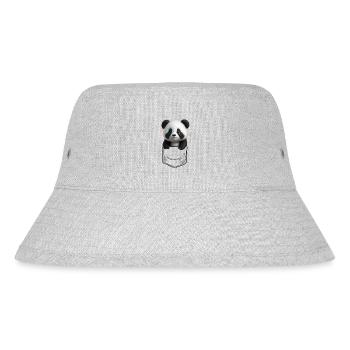 Baby Panda Brusttsche Schwarz - Stanley/Stella recycelter Bucket Hat - Grau meliert - Vorne