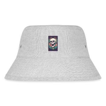 Totenkopf und Blumen - Stanley/Stella recycelter Bucket Hat - Grau meliert - Vorne