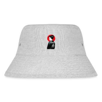 Geisha Motorcycle - Japanese Retro Urban Geek Tee - Stanley/Stella Recycled Bucket Hat - heather grey - Front