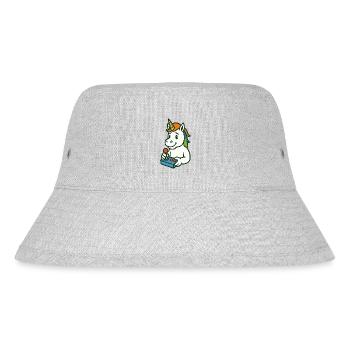 Cute Unicorn Gamer Mascot with Joystick - Stanley/Stella Recycled Bucket Hat - heather grey - Front